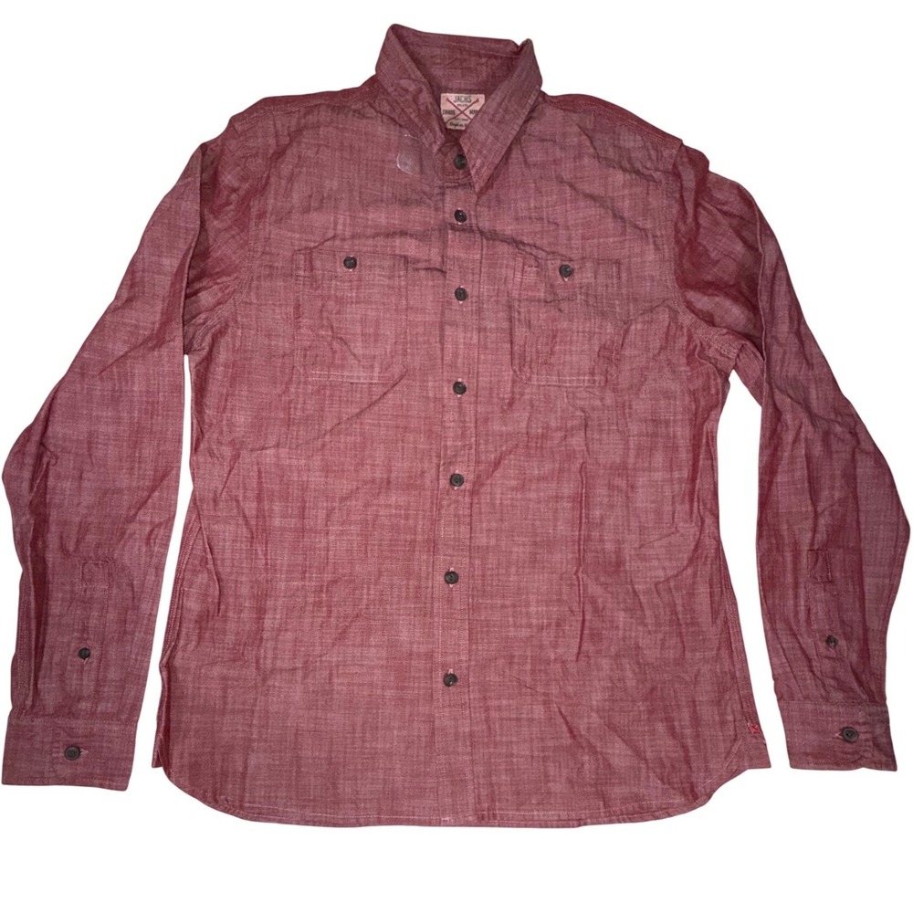 NWT JACHS New York J19C-206 Red Chambray Shirt Men's S Cotton Button-Up